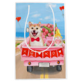 Shiba Inu Dog Valentijnsdag Truck Hearts Medium Cadeauzakje (Voorkant)