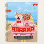 Shiba Inu Dog Valentijnsdag Truck Hearts Planner (Voorkant)