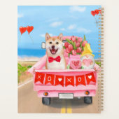 Shiba Inu Dog Valentijnsdag Truck Hearts Planner (Achterkant)