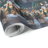 Shiba Inu Dogs Christmas Snow Holiday Cadeaupapier (Rol Hoek)