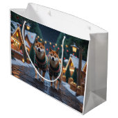 Shiba Inu Dogs Christmas Snow Holiday Groot Cadeauzakje (Achterkant Gekanteld)