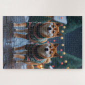 Shiba Inu Dogs Christmas Snow Holiday Legpuzzel (Horizontaal)