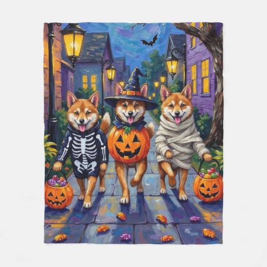 Shiba Inu Dogs in Halloween Costumes Fleece Deken (Voorkant)