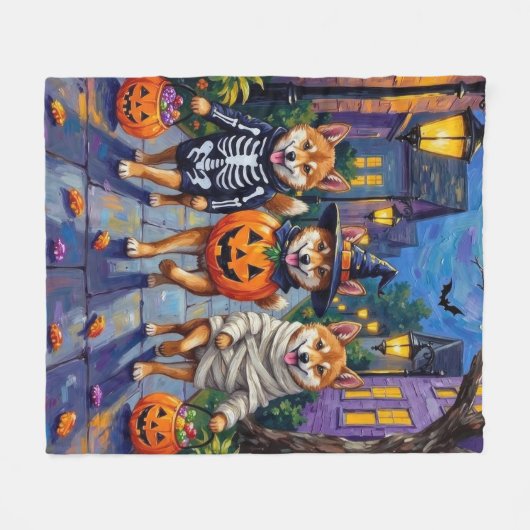 Shiba Inu Dogs in Halloween Costumes Fleece Deken (Voorkant (Horizontaal))