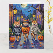 Shiba Inu Dogs in Halloween Costumes Kaart (Gele Bloem)