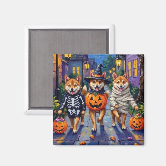 Shiba Inu Dogs in Halloween Costumes Magneet (Voorkant / Achterkant)