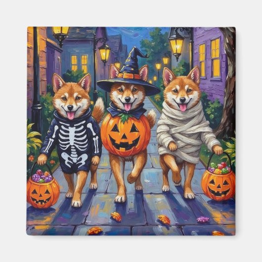 Shiba Inu Dogs in Halloween Costumes Magneet (Voorkant)