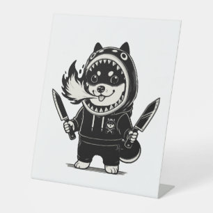 Shiba Inu Dragon Slayer Reclamebord Met Voetstuk