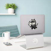 Shiba Inu Draken Slayer Sticker (Laptop op bureau)