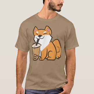 Shiba Inu Drink bellenthee Kawaii Shiba Inu Wit T-shirt