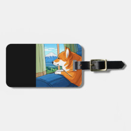 Shiba Inu en Mt Fuji bagagelabel