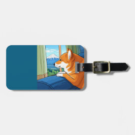 Shiba Inu en Mt Fuji bagagelabel