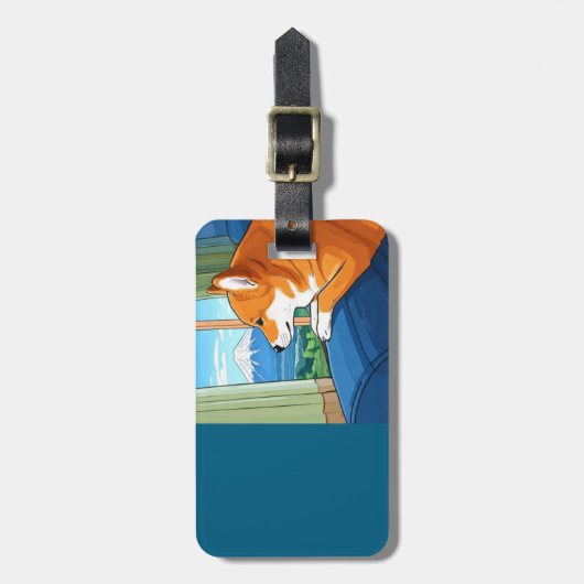 Shiba Inu en Mt Fuji bagagelabel (Voorkant verticaal)