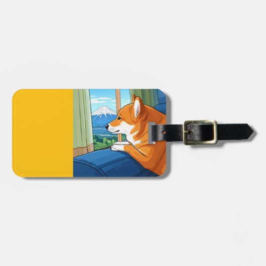 Shiba Inu en Mt Fuji bagagelabel (Voorkant horizontaal)