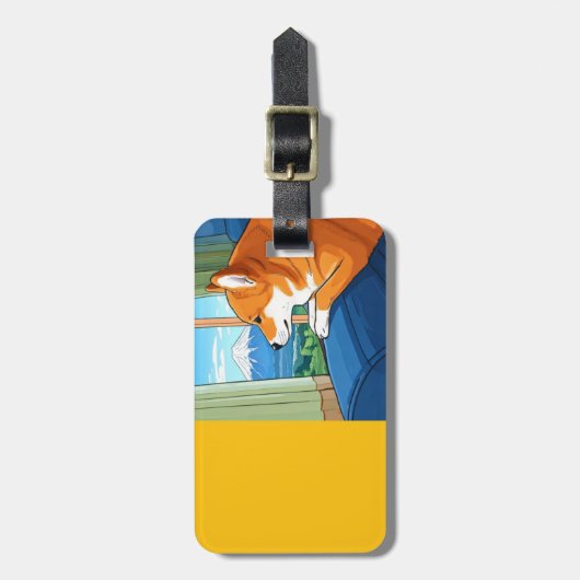 Shiba Inu en Mt Fuji bagagelabel (Voorkant verticaal)