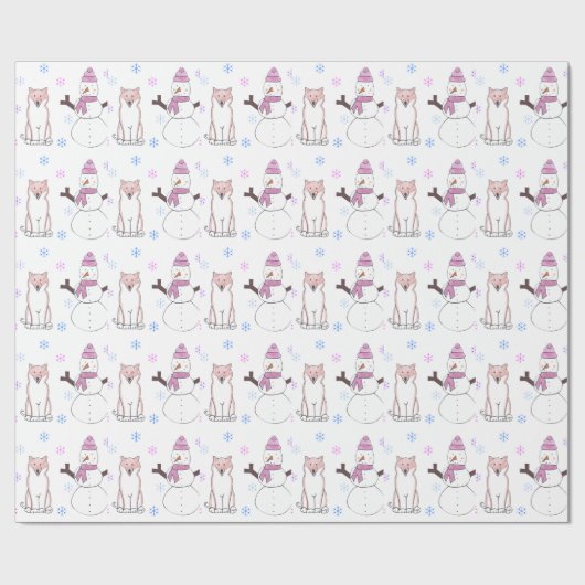 Shiba Inu en Snowman Cadeaupapier (Vlak)
