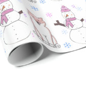 Shiba Inu en Snowman Cadeaupapier (Rol Hoek)