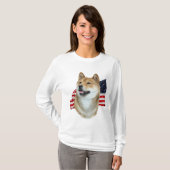 Shiba Inu en Vlag t-shirt (Voorkant volledig)