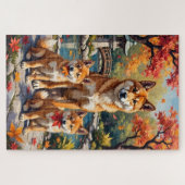 Shiba Inu Esdoorntuin Kunst Legpuzzel (Horizontaal)