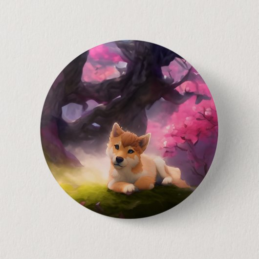 Shiba Inu Fantasy Anime Ronde Button 5,7 Cm (Voorkant)