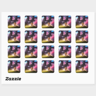 Shiba Inu Fantasy Anime Vierkante Sticker