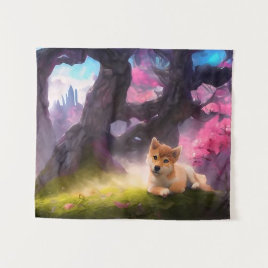 Shiba Inu Fantasy Anime Wandkleed (Voorkant (horizontaal))