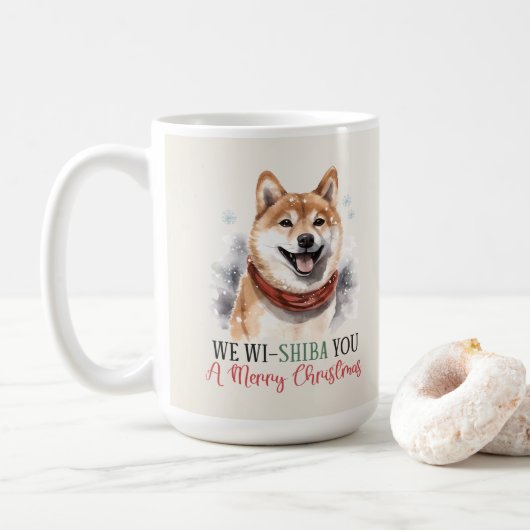 Shiba Inu Funny Dog Pun Christmas Coffee Mok (Met donut)