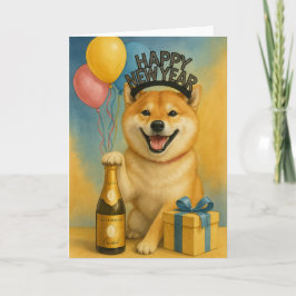 Shiba Inu Gelukkig Nieuwjaar Kaart