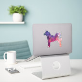 Shiba Inu Geometric Paars Silhouette Sticker (Laptop op bureau)