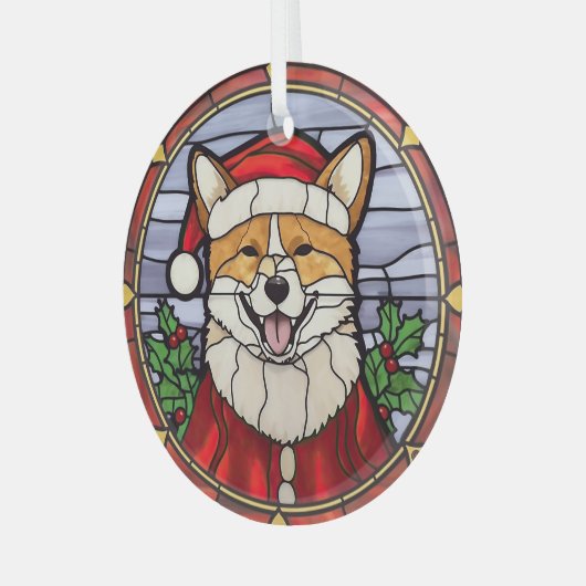 Shiba Inu Glas in lood Kerst Glas Ornament (Voorkant links)
