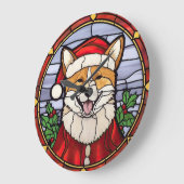 Shiba Inu Glas in lood Kerst Grote Klok (Hoek)
