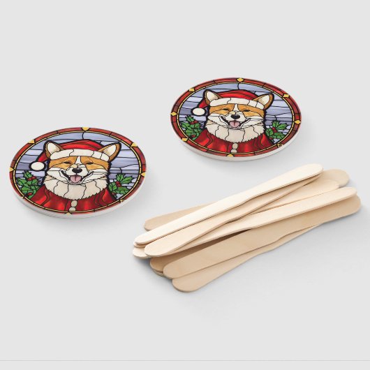Shiba Inu Glas in lood Kerst Handwaaier (Niet-gemonteerd)