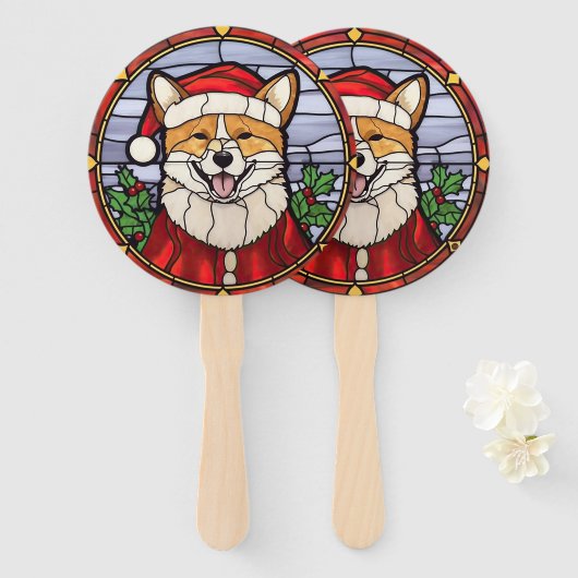 Shiba Inu Glas in lood Kerst Handwaaier (Voorkant en achterkant)