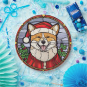 Shiba Inu Glas in lood Kerst Papieren Bordje (Feest)