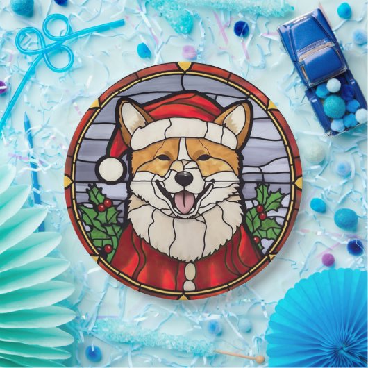 Shiba Inu Glas in lood Kerst Papieren Bordje (Feest)