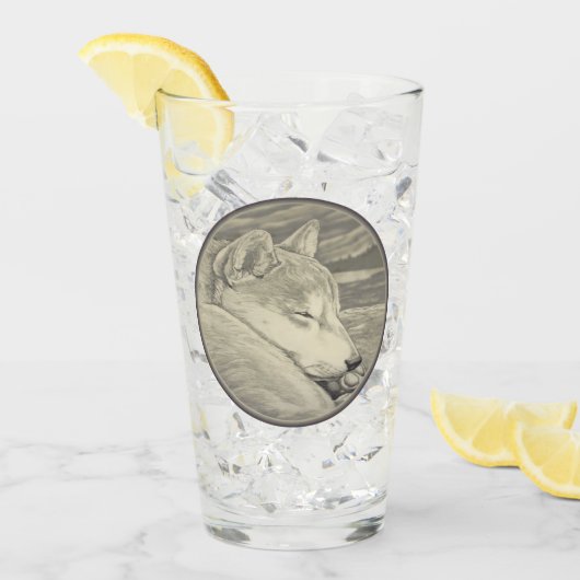 Shiba Inu Glasses Hondenliefhebber Art Glass Perso Glas (Voorkant ijs)