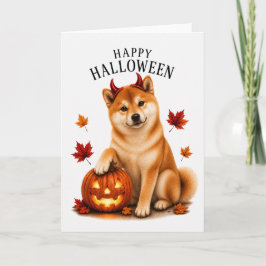 Shiba Inu Halloween Duivel Hond Kaart