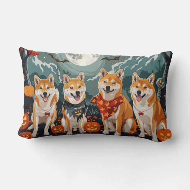 Shiba Inu Halloween Griezelig Kussen (Achterkant)