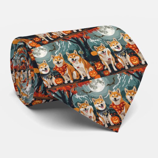 Shiba Inu Halloween Griezelig Stropdas (Opgerold)