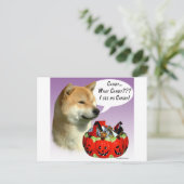 Shiba Inu Halloween Snoep Briefkaart (Staand voorkant)