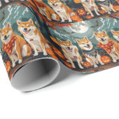 Shiba Inu Halloween Spooky Cadeaupapier (Rol Hoek)