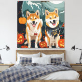 Shiba Inu Halloween Spooky Canvas Afdruk (Insitu (Slaapkamer))