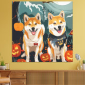 Shiba Inu Halloween Spooky Canvas Afdruk (Insitu (Woonkamer))