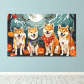 Shiba Inu Halloween Spooky Canvas Afdruk (Insitu (Houten vloer))