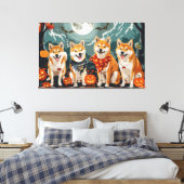 Shiba Inu Halloween Spooky Canvas Afdruk (Insitu (Slaapkamer))