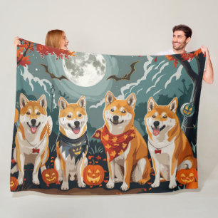 Shiba Inu Halloween Spooky Fleece Deken