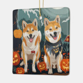 Shiba Inu Halloween Spooky Keramisch Ornament (Links)