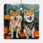 Shiba Inu Halloween Spooky Keramisch Ornament (Achterkant)