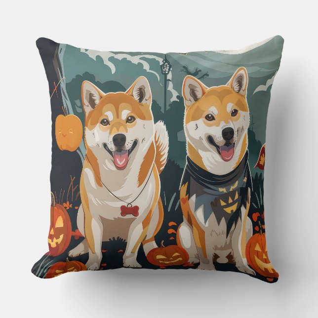 Shiba Inu Halloween Spooky Kussen (Voorkant)