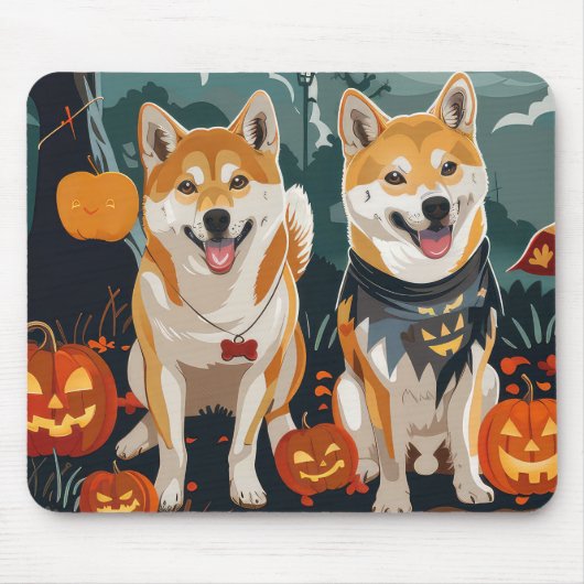 Shiba Inu Halloween Spooky Muismat (Voorkant)